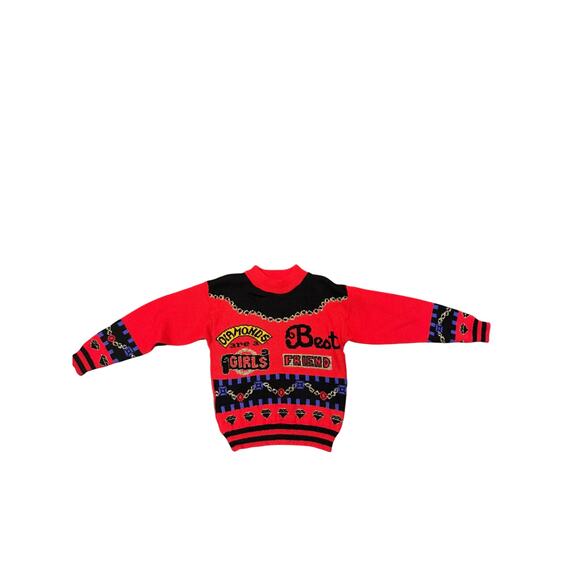 [Vintage] Girl’s Diamonds Are a Girl’s Best Friend AOP Sweater - Size 10/12 - Picture 1 of 6